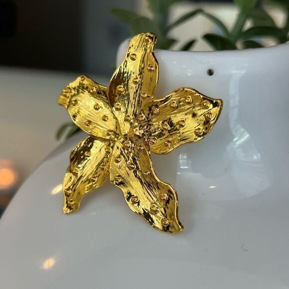 Golden Bloom Oversized Floral Earrings - Picture 6 of 8